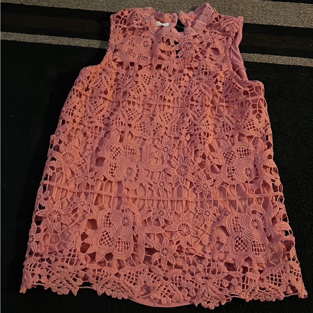 Pink Lace Sleeveless Top